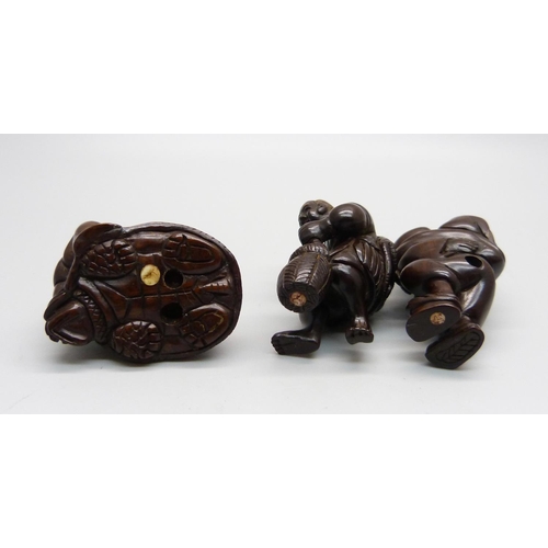 874 - Three carved netsuke