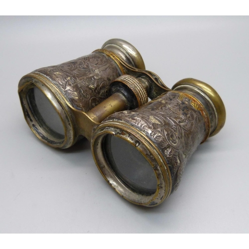 884 - A pair of silver covered opera glasses, a/f