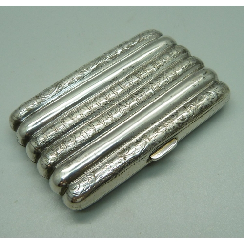 887 - An engraved silver cheroot case, Birmingham 1913, 75g