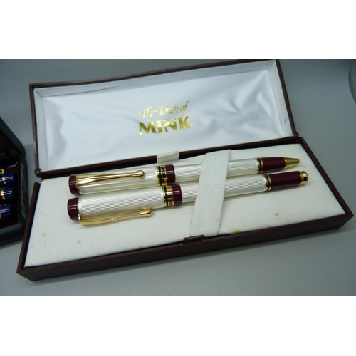 893 - Two boxed Mink pen sets