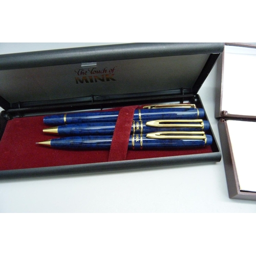 893 - Two boxed Mink pen sets