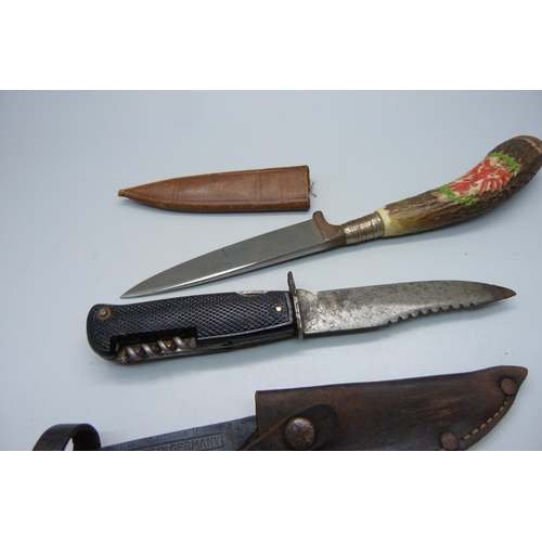 903 - A German scout knife, the blade marked Solingen, and a hunting knife