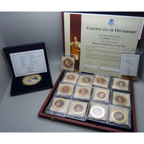 906 - A Cook Island 2007 5 dollar Diamond Wedding commemorative coin set with diamonds, and Kings and Quee... 