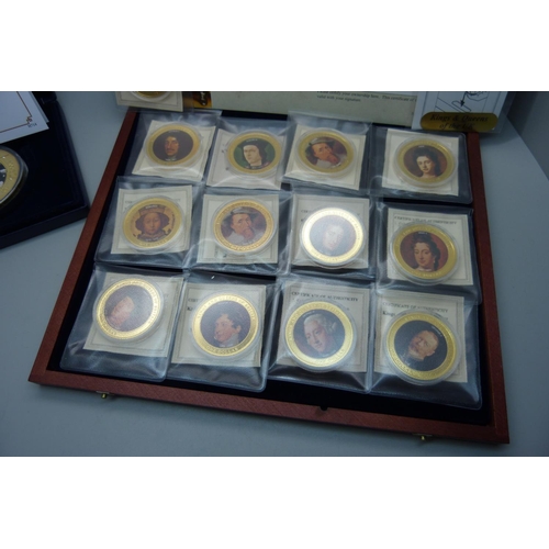 906 - A Cook Island 2007 5 dollar Diamond Wedding commemorative coin set with diamonds, and Kings and Quee... 