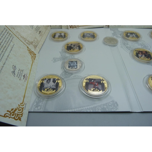 919 - A set of The London Mint Office commemorative coins, Her Majesty, A Life in Pictures, with certifica... 