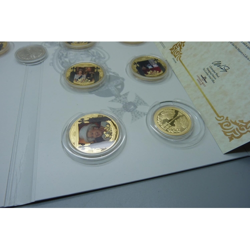 919 - A set of The London Mint Office commemorative coins, Her Majesty, A Life in Pictures, with certifica... 