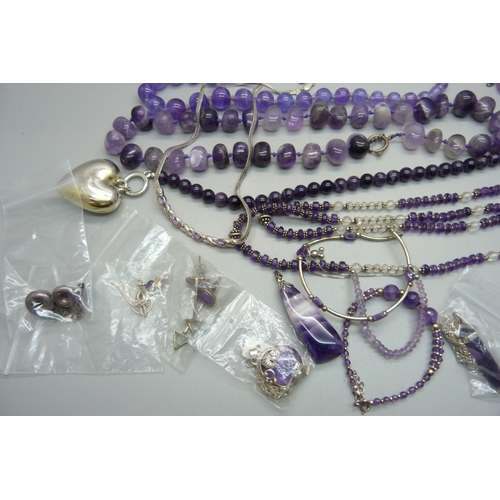 930 - Amethyst jewellery, etc.