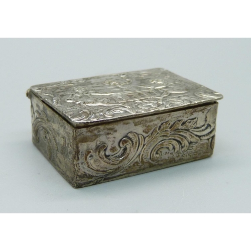 970 - A Dutch .800 silver snuff/pill box