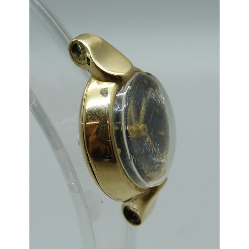 983 - A lady's 14ct gold Omega wristwatch head, weight of case with glass 6.2g