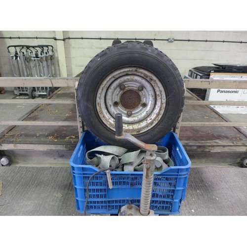 2406 - Galvanised steel Ranch trailer with box of spare wheels