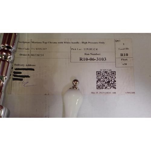 3073 - Mariana Tap Chrome with White handle - (High Pressure Only) (399-123)  * This lot is subject to vat