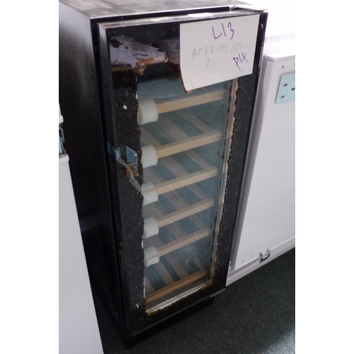 3119 - Viceroy Under Counter Wine Cooler H870xW295xD570 (model no:  WRWC30BK) (Damaged Door)  Original RRP ... 