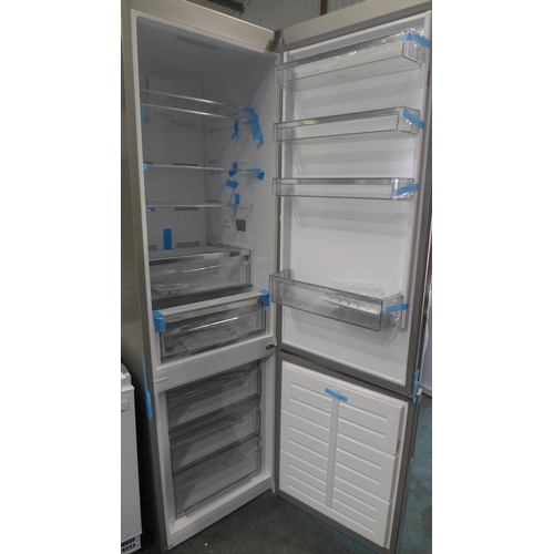 3140 - AEG Freestanding 60/40 Brushed Steel Fridge Freezer H2010xW595xD650 (Model: RCB636E2MX) Original RRP... 