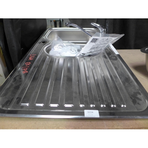 3224 - Stainless Steel Sink And Mixer Tap (398-164)     * This lot is subject to vat