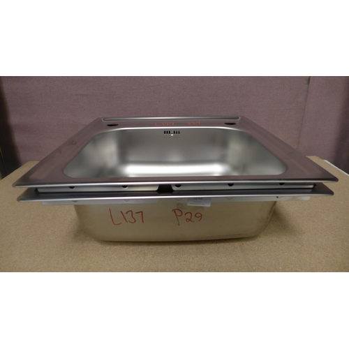 3248 - 2x Islay 1 Bowl RVS Stainless Steel Sinks - 440x450  -  Model No  454852  , Original RRP £150.00  in... 