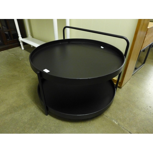 1341 - A black metal two tier circular side table * this lot is subject to VAT