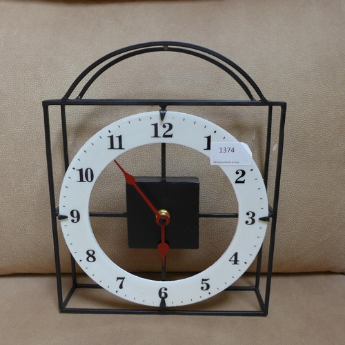 1374 - A black and white dial table/wall clock, H 27cms (ET34409)   #