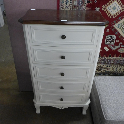 1413 - A five drawer tallboy with contrasting top