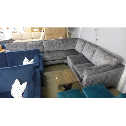 1427 - A Barker and Stonehouse 'Dolce' magnesium velvet six seater left hand facing corner sofa