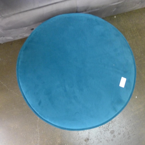 1385 - A teal velvet circular footstool