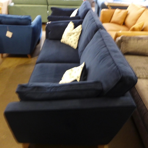 1430 - A Barker and Stonehouse deep blue velvet four seater sofa