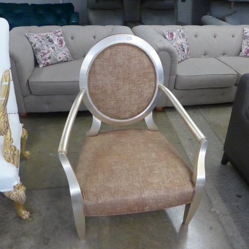 1445 - A silver painted and mink upholstered side chair