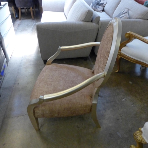 1445 - A silver painted and mink upholstered side chair