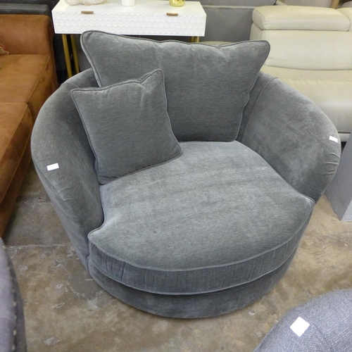 1453 - A frosted grey velvet swivel loveseat