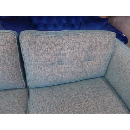 1468 - A prismarine blue upholstered 3.5 seater sofa