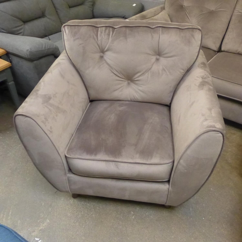 1478 - A Hoxton mink velvet button backed three seater RHF corner sofa/chaise and armchair