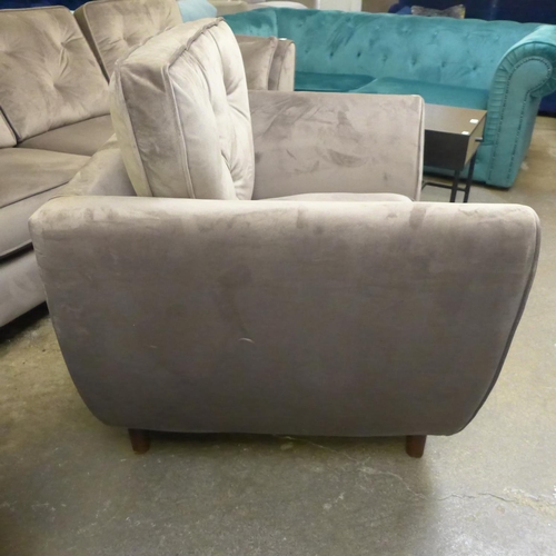 1478 - A Hoxton mink velvet button backed three seater RHF corner sofa/chaise and armchair