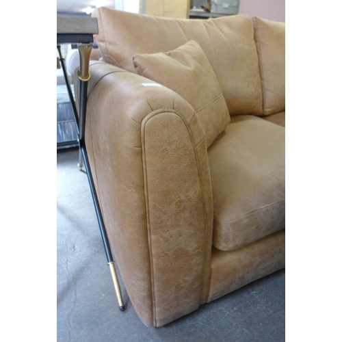 1496 - A tan vegan leather 2.5 seater sofa