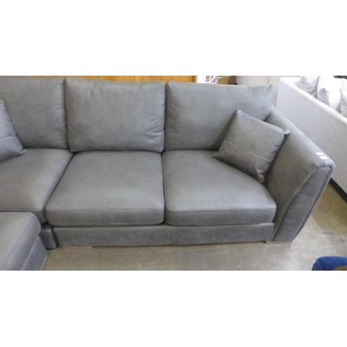 1509 - A grey vegan leather five seater corner sofa