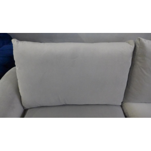 1518 - A light grey velvet upholstered modular three seater sofa