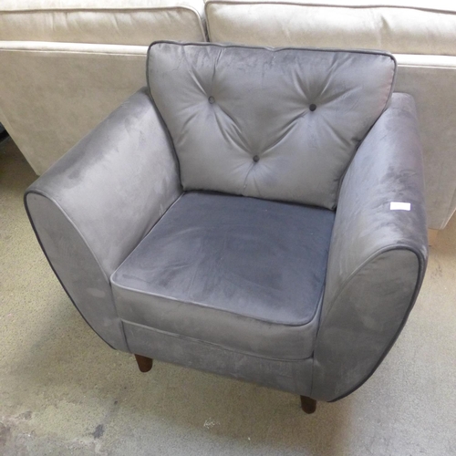 1563 - A hoxton grey velvet armchair