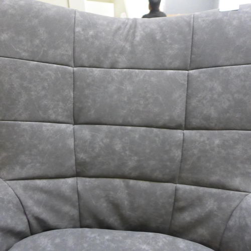 1608 - A grey vegan leather gas lift chair - missing part * this lot is subject to VAT