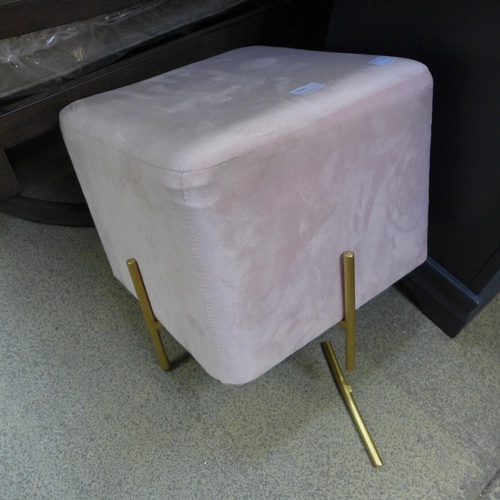 1610 - A pink upholstered footstool - damaged