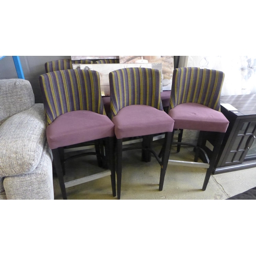 1635 - A set of six purple upholstered bar stools