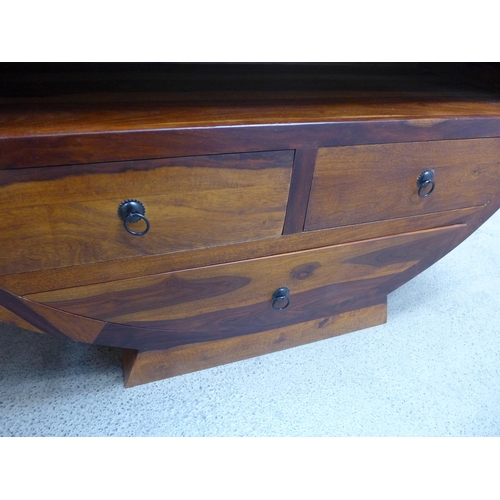 1641 - An Indian hardwood half moon three drawer sideboard * this lot is subject to VAT