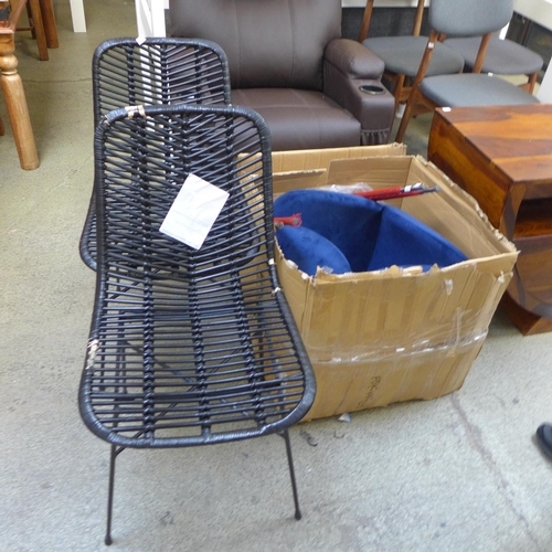 1642 - A pair of navy blue upholstered and chrome side chairs * this lot is subject to VAT