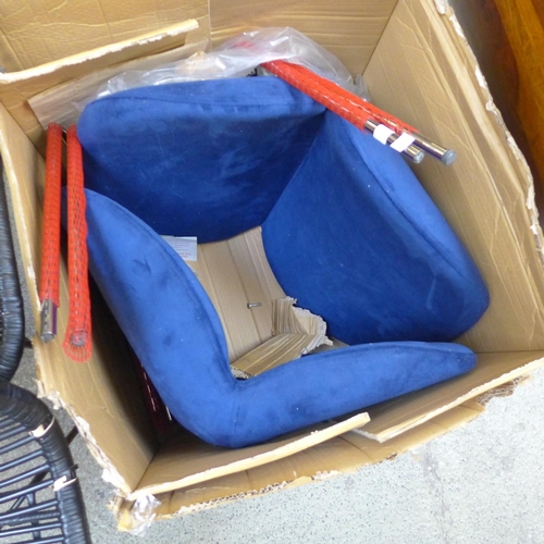 1642 - A pair of navy blue upholstered and chrome side chairs * this lot is subject to VAT