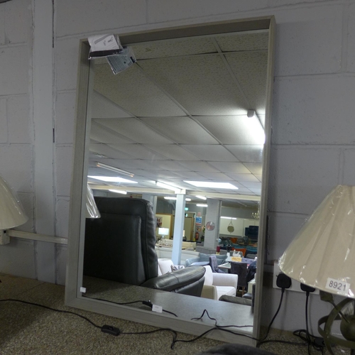 1416 - A grey painted wooden frame rectangular mirror * this lot is subject to VAT