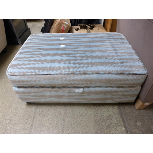 1602 - A grey and blue velvet patterned ottoman footstool