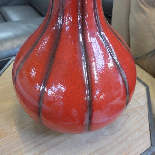 1421 - A red and black bulbous West German style vase