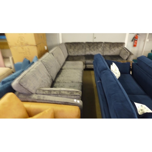 1427 - A Barker and Stonehouse 'Dolce' magnesium velvet six seater left hand facing corner sofa