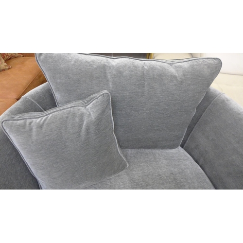 1453 - A frosted grey velvet swivel loveseat