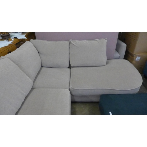 1505 - A sandstone upholstered RHF five seater corner sofa/chaise