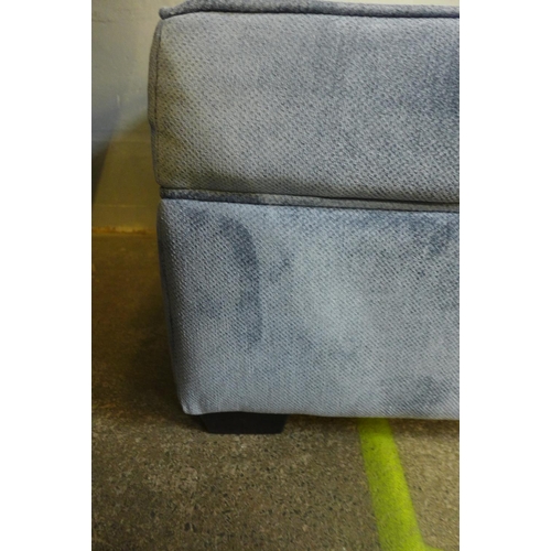 1511 - An Indigo textured velvet upholstered large ottoman footstool