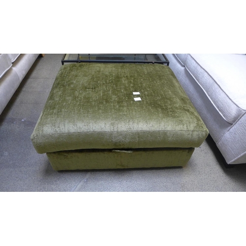 1566 - A green crushed velvet upholstered ottoman footstool