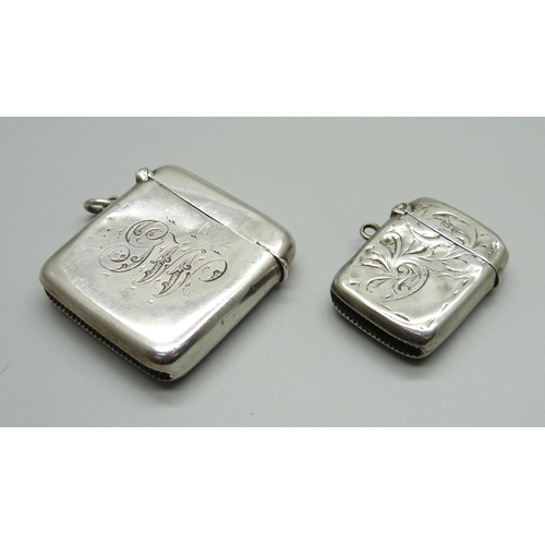 1032 - Two silver vesta cases, 56g